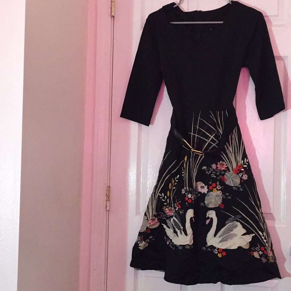Black swan detail dress